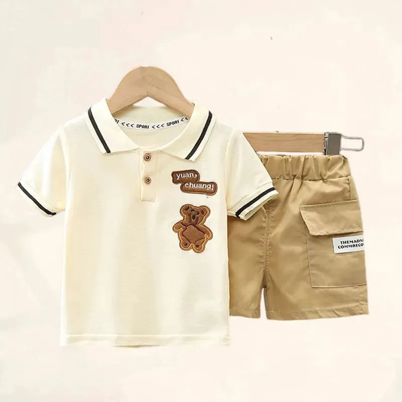 مجموعة اروين التجارية ARWEN&AJH GROUP  2024 European Baby Boy Clothes Set T-shirt Shorts Kids Boy Summer Clothing Set Cute Cartoon Baby Boy Outfit Set Infant Toddler Tee Shirt Pants