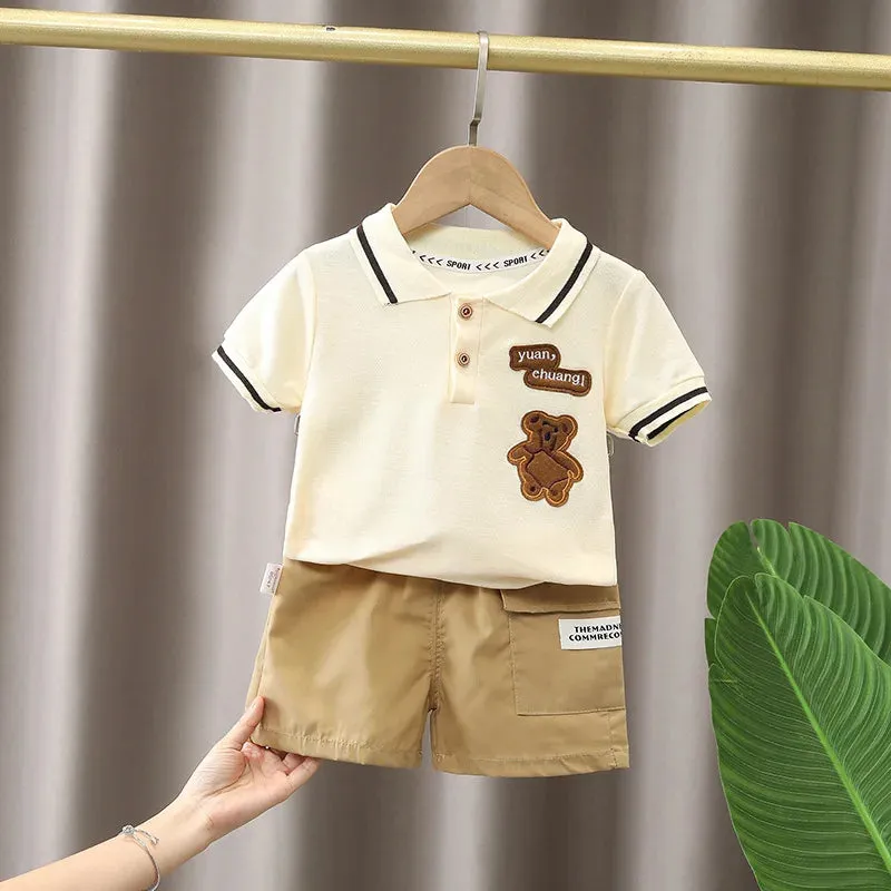 مجموعة اروين التجارية ARWEN&AJH GROUP  2024 European Baby Boy Clothes Set T-shirt Shorts Kids Boy Summer Clothing Set Cute Cartoon Baby Boy Outfit Set Infant Toddler Tee Shirt Pants