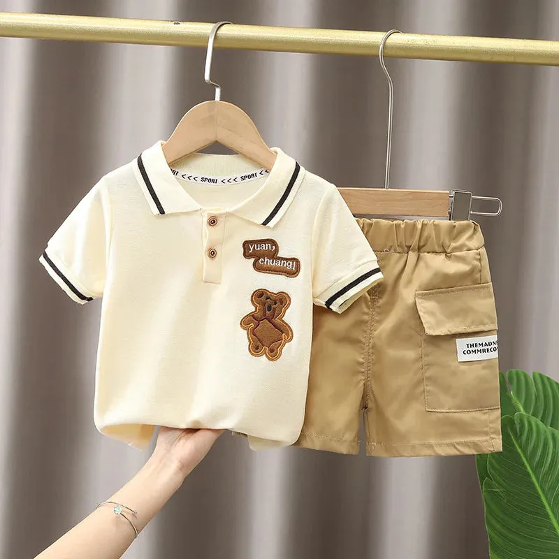 مجموعة اروين التجارية ARWEN&AJH GROUP  2024 European Baby Boy Clothes Set T-shirt Shorts Kids Boy Summer Clothing Set Cute Cartoon Baby Boy Outfit Set Infant Toddler Tee Shirt Pants