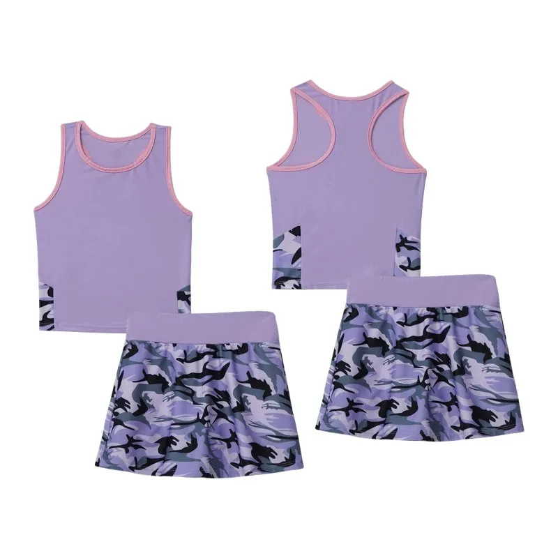 مجموعة اروين ARWEN&AJH GROUP Kids Sleeveless Top and Skirt Set Girls Tennis Suit for Running Gym Tennis Golf Sportswear