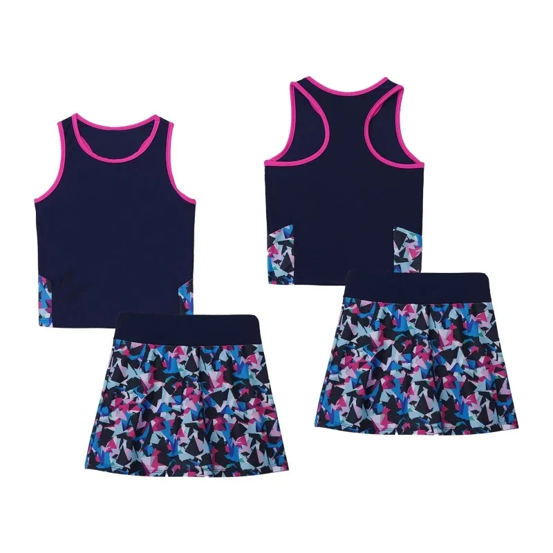 مجموعة اروين ARWEN&AJH GROUP Kids Sleeveless Top and Skirt Set Girls Tennis Suit for Running Gym Tennis Golf Sportswear