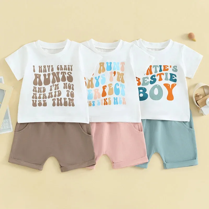 0-3 Years Baby Boy Summer Clothes Toddler Children's Tracksuit Cute Letter Infant Short Sleeve T-shirt Shorts Set Kids Suits