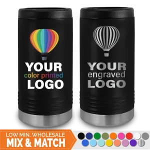 12 oz Insulated Slim Seltzer Can Cooler -Mix & Match- Bulk Wholesale Personalized Engraved or Full Color Print Logo