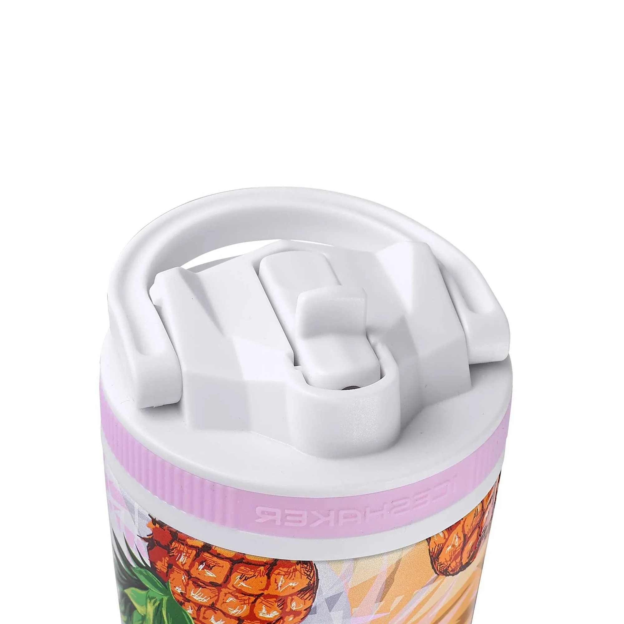 26oz Sport Lid & Internal Straw - White Lid with Pineapple Band