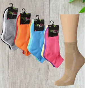 3 Pack ushioned Quarter Sock-Pink, Purple, Yellow