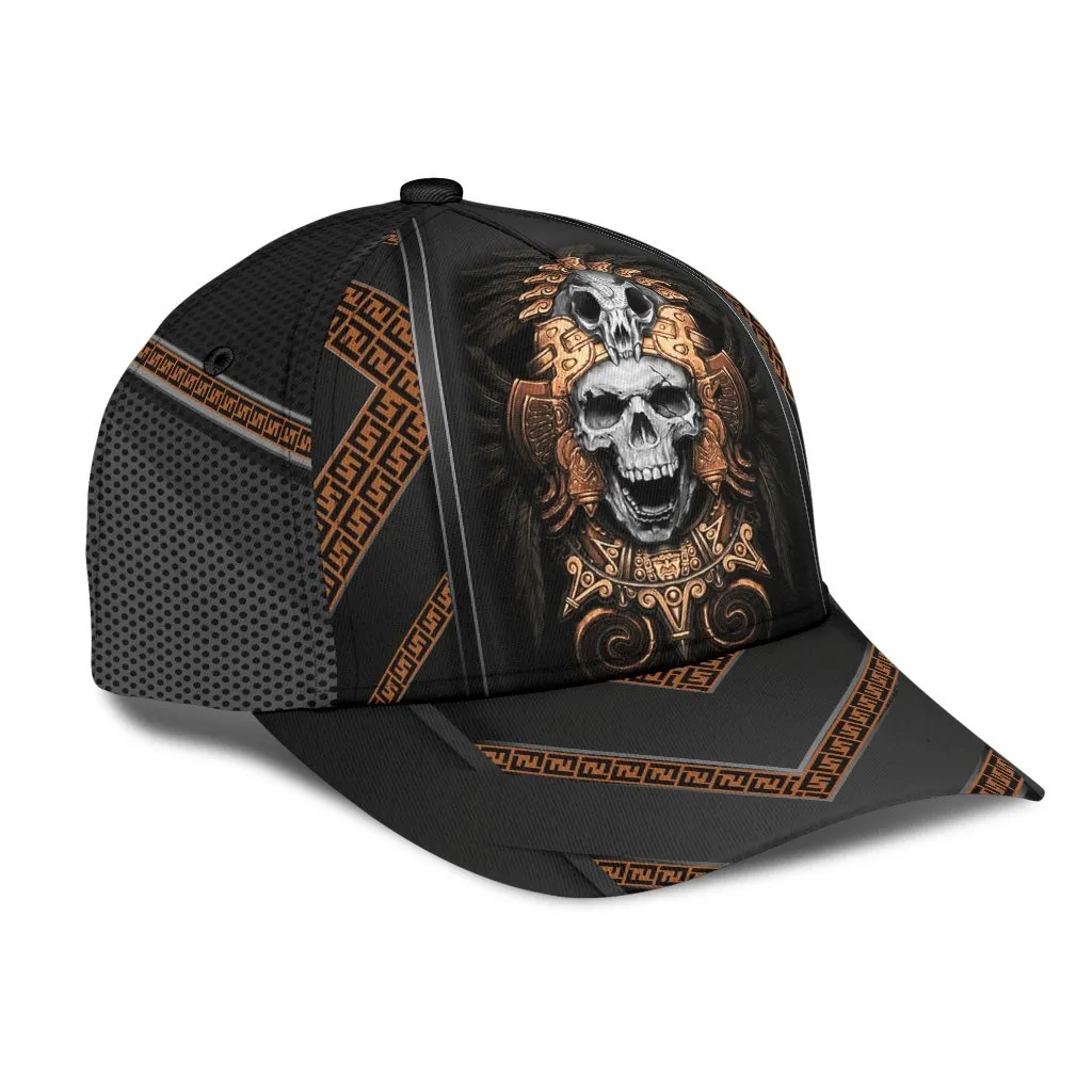 3D All Over Printed Skull Ancient Greek Pattern Classic Cap Hat, Skull Baseball Cap Hat, Skull Cap