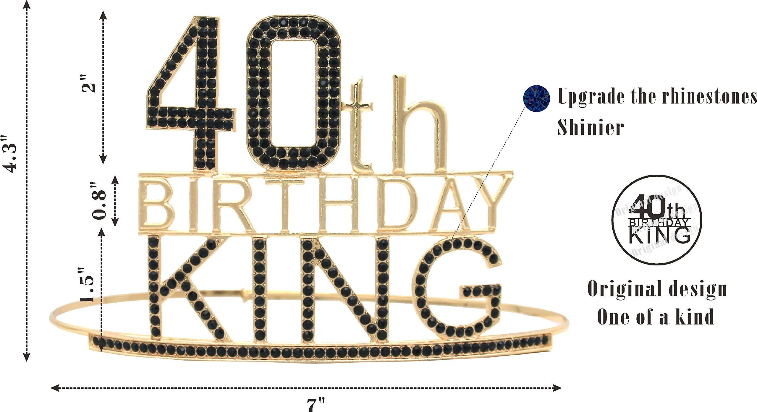 40th Birthday Gifts for Men, 40th Birthday King Crown, 40th Birthday King Sash, 40th