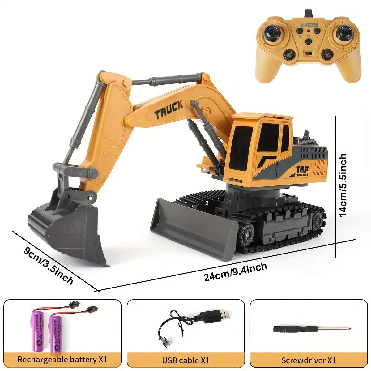 9Channel Remote Control Bulldozer Durable RC Construction Truck for Kids