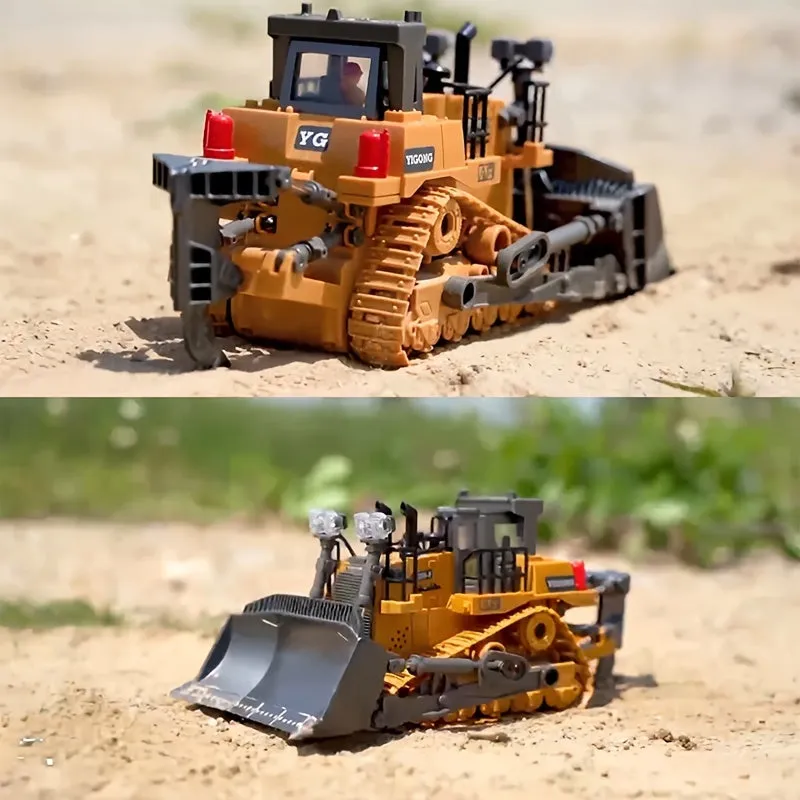 9Channel Remote Control Bulldozer Durable RC Construction Truck for Kids