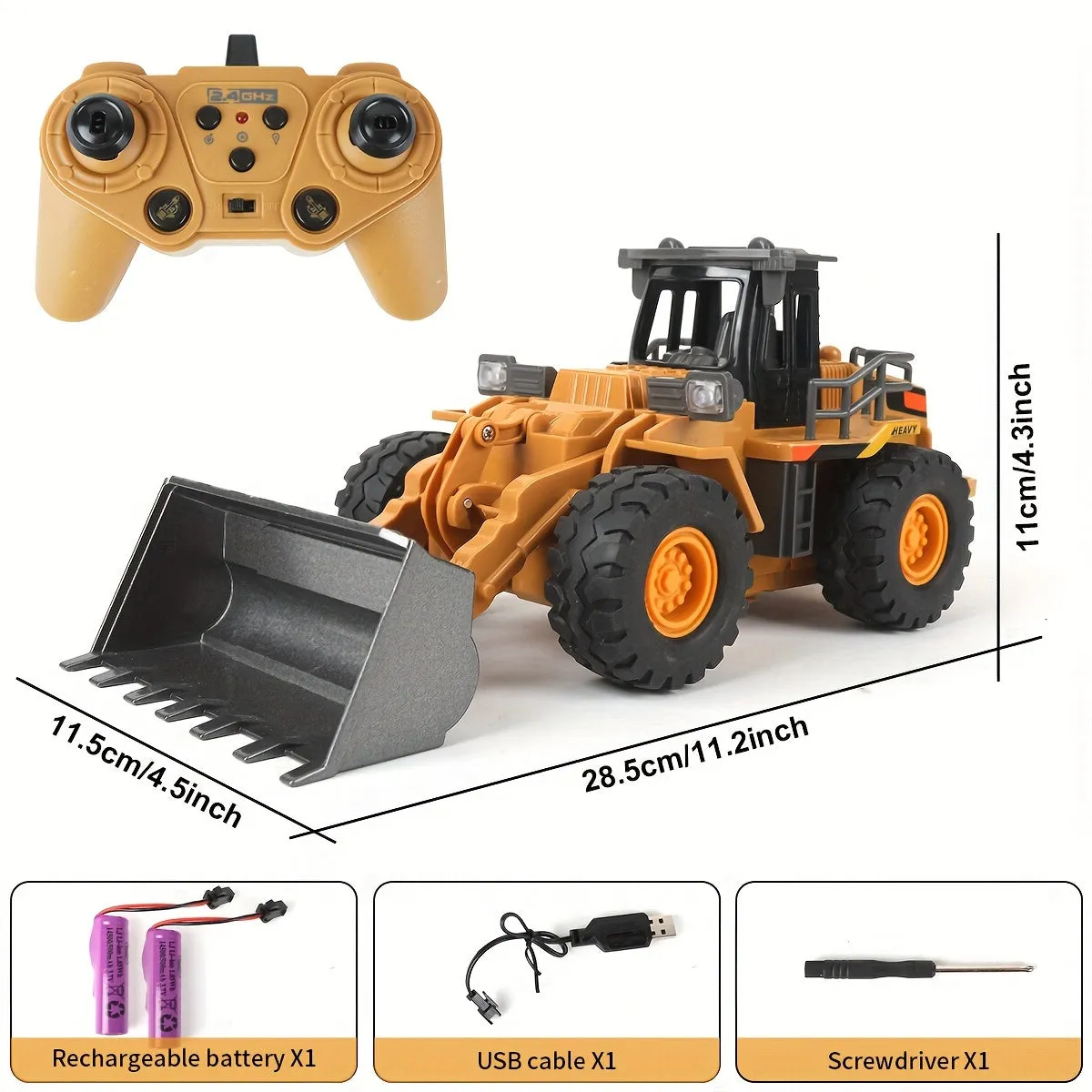 9Channel Remote Control Bulldozer Durable RC Construction Truck for Kids