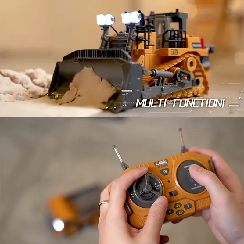 9Channel Remote Control Bulldozer Durable RC Construction Truck for Kids