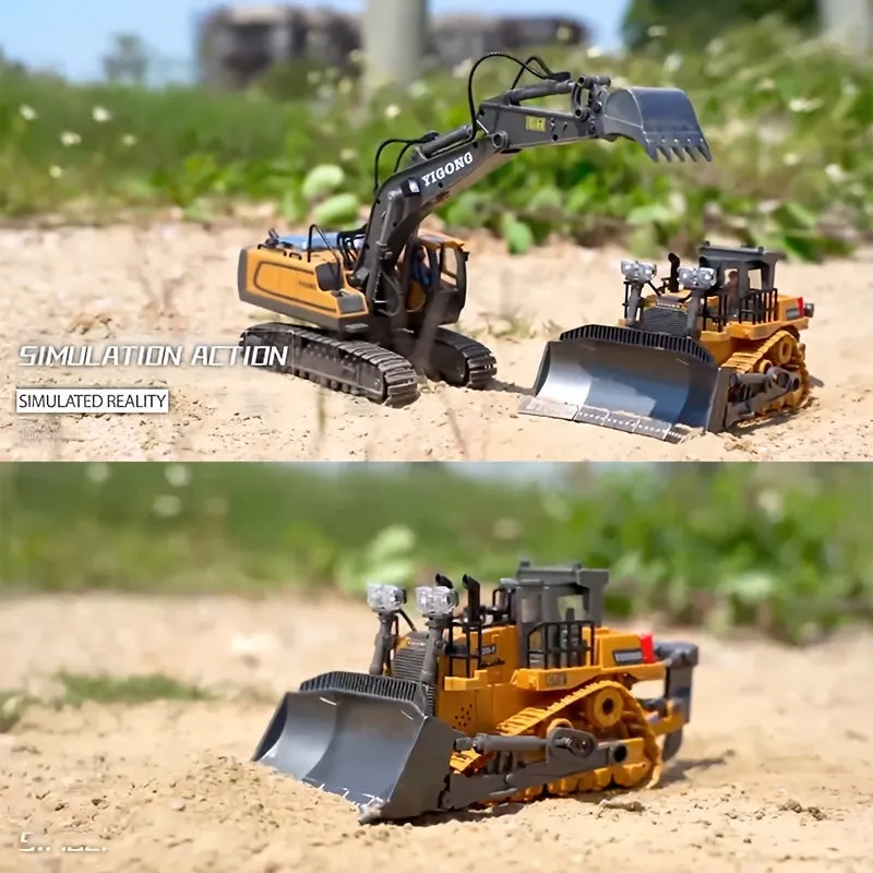 9Channel Remote Control Bulldozer Durable RC Construction Truck for Kids