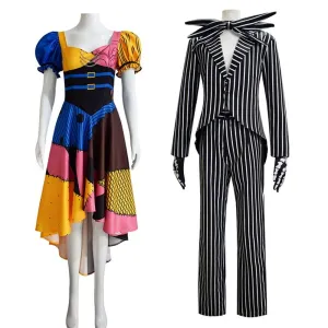 Adult kids Jack Skellington Sally Suit Costume The Nightmare Before Christmas for women men Boy Girl full Set