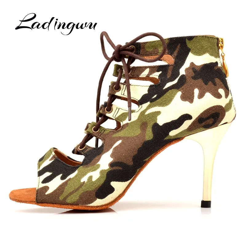 AfroFashion New Brand Camouflage Canvas Dance Boots