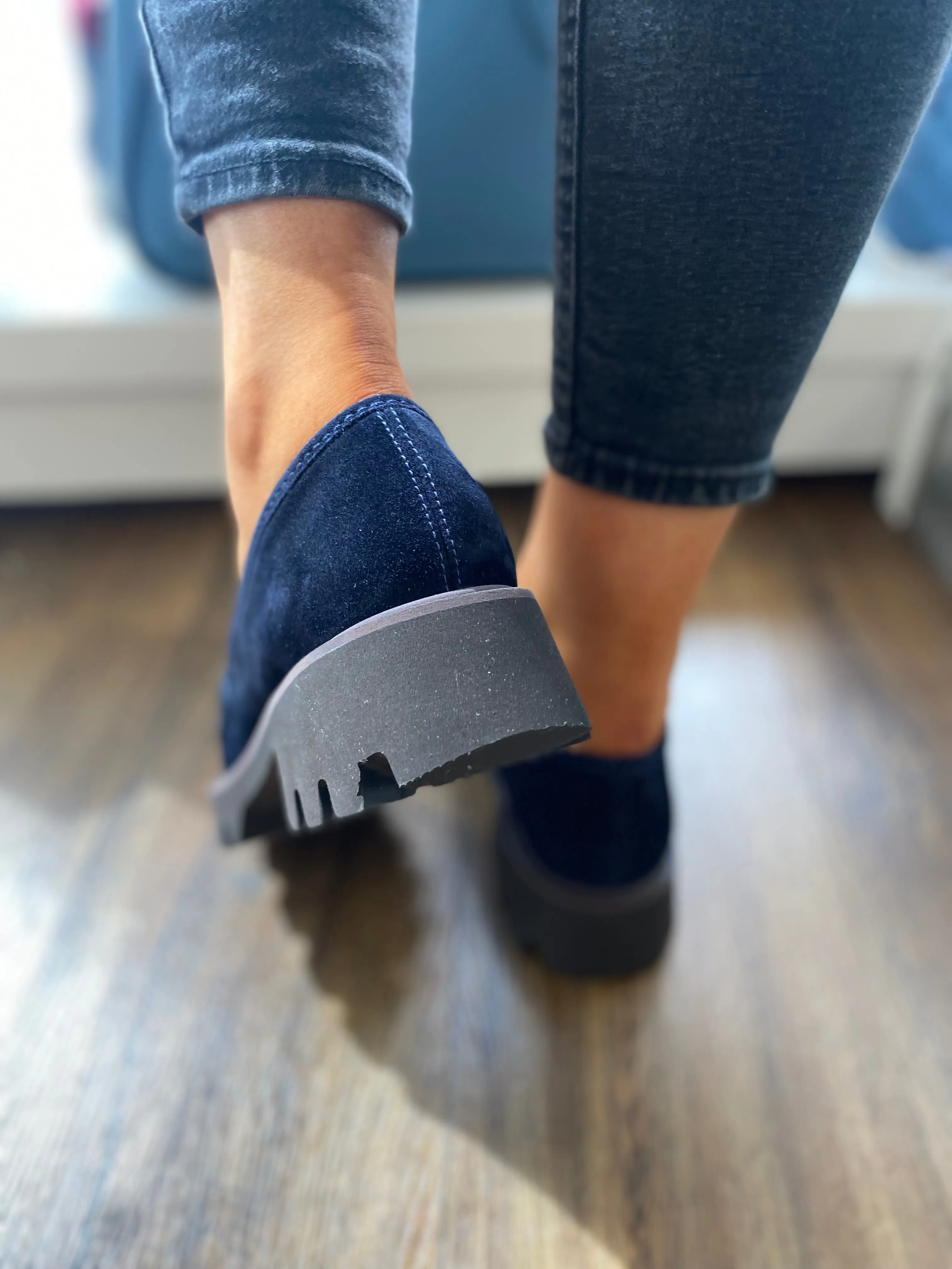 Ara Oxford Navy Suede Loafer