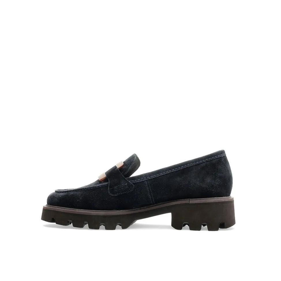 Ara Oxford Navy Suede Loafer