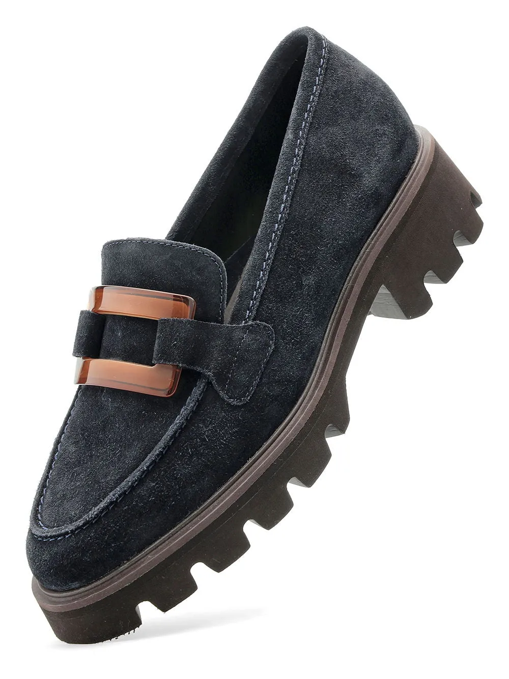 Ara Oxford Navy Suede Loafer