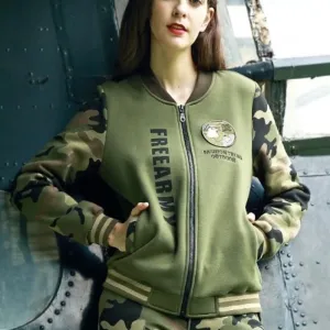 Army Camouflage Printed Zip Up Sweatshirt