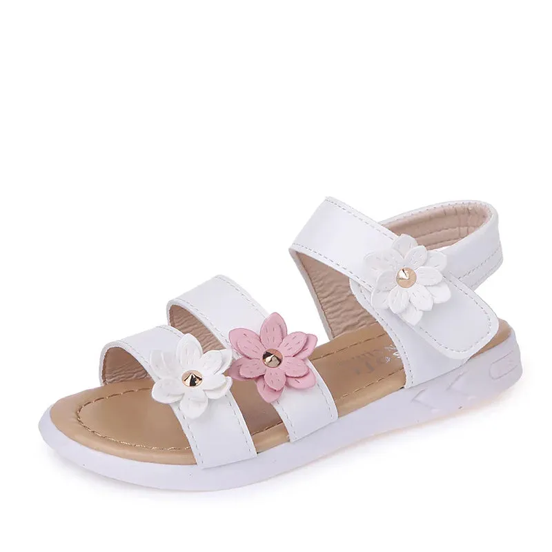 ARWEN AJH 2024 Summer New Girls Sandals Kids Floral Sandals with 3 Flowers Princess Sweet for Wedding Party Dress Shoes Kids Sandals 21-36