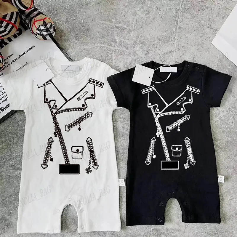 Babies Rompers Casual Suit Bear Letter Colourful Short Sleeve Jumpsuit Summer 100% Cotton Baby Brand Bodysuit Newborn Soft Onesie 59-90cm