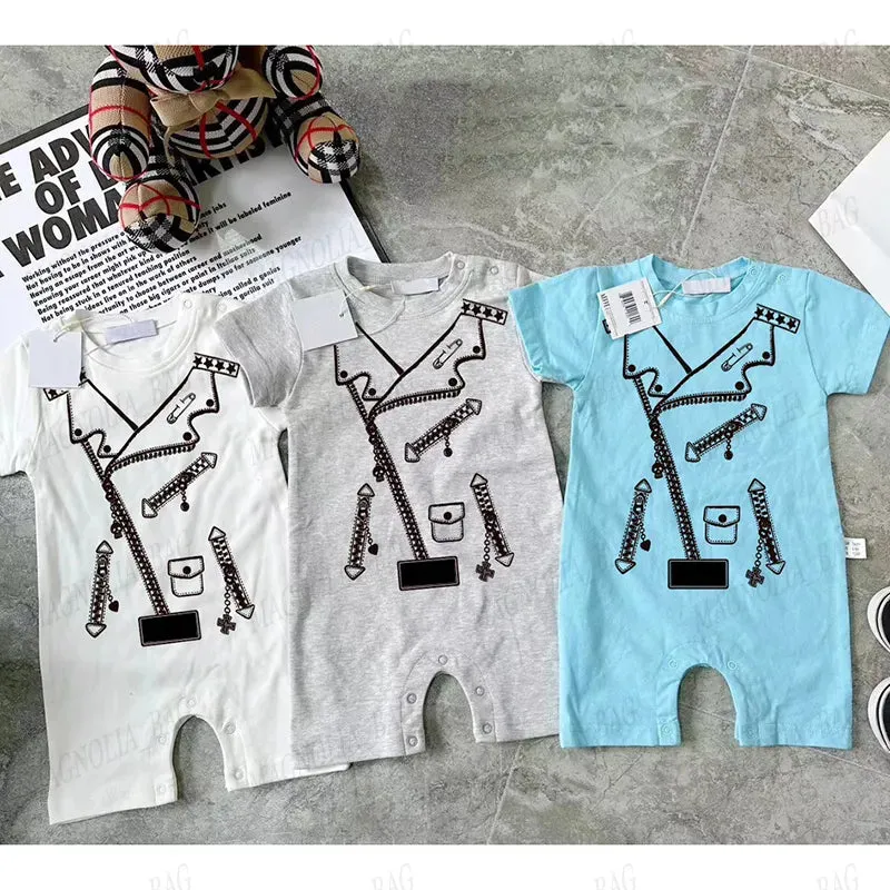 Babies Rompers Casual Suit Bear Letter Colourful Short Sleeve Jumpsuit Summer 100% Cotton Baby Brand Bodysuit Newborn Soft Onesie 59-90cm