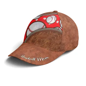 Baseball Mom Red Leather Style Baseball Cap Coolspod