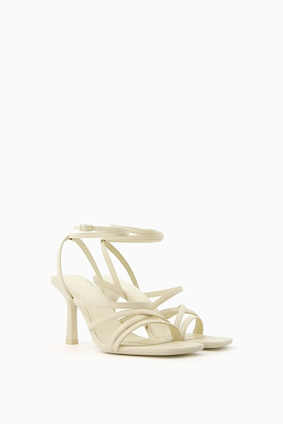 Bershka Women's Slim Strappy Sandals With Ankle Heels