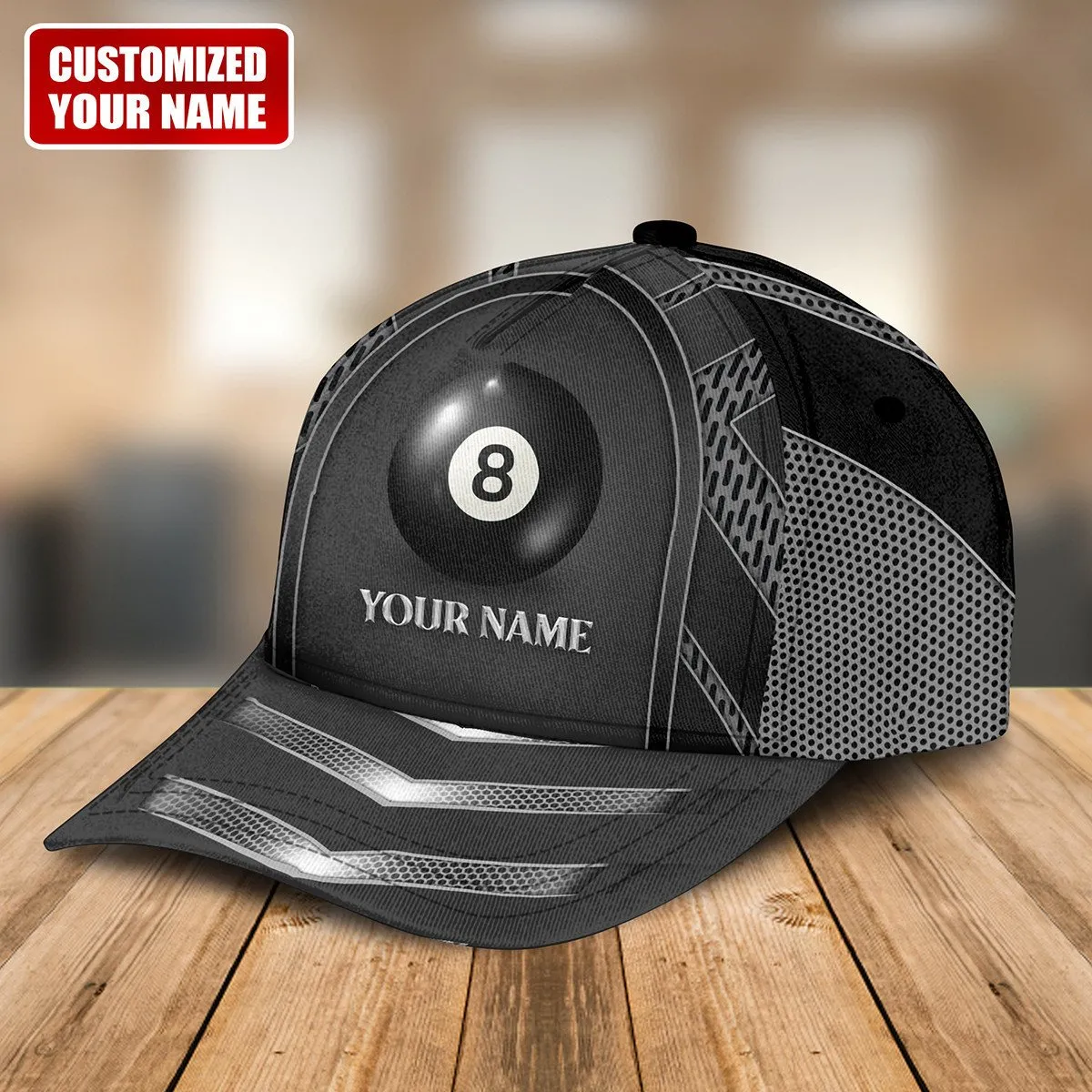 Billiards 8 Ball Classic Cap, Personalized Custom Name Billiard Baseball Cap, Idea Gift for Billiard Player