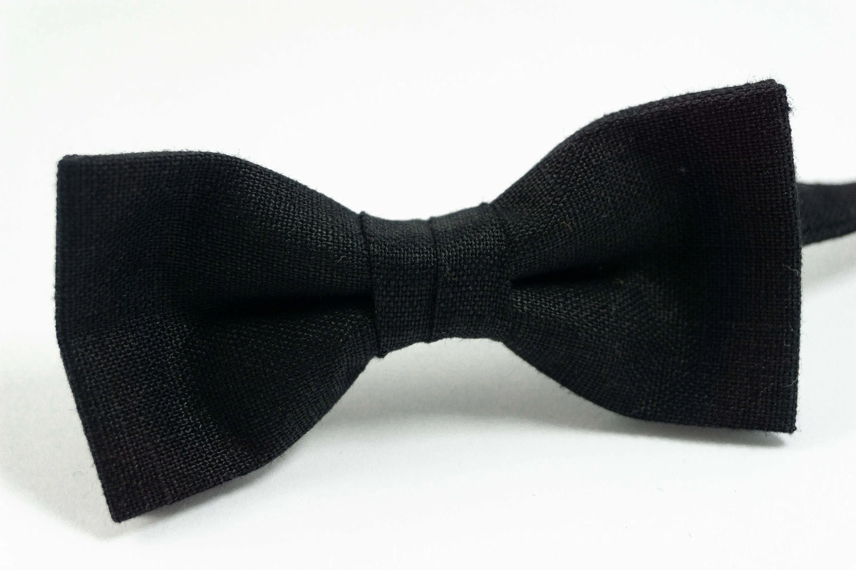 Black linen baby bow tie