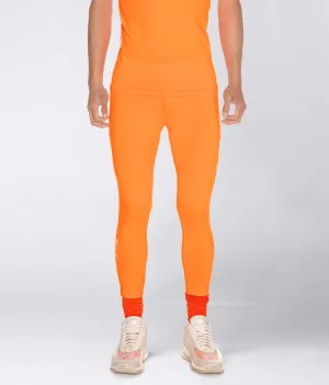 Born Tough Side Pockets Compression Running Pants For Men Orange