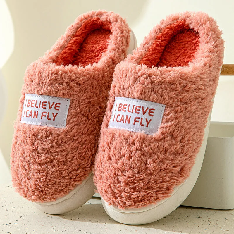 Cartoon Plush Cotton Slippers Women's Winter Warm Dormitory Non-slip