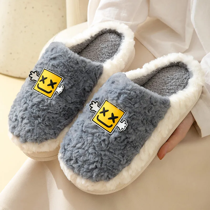 Cartoon Plush Cotton Slippers Women's Winter Warm Dormitory Non-slip