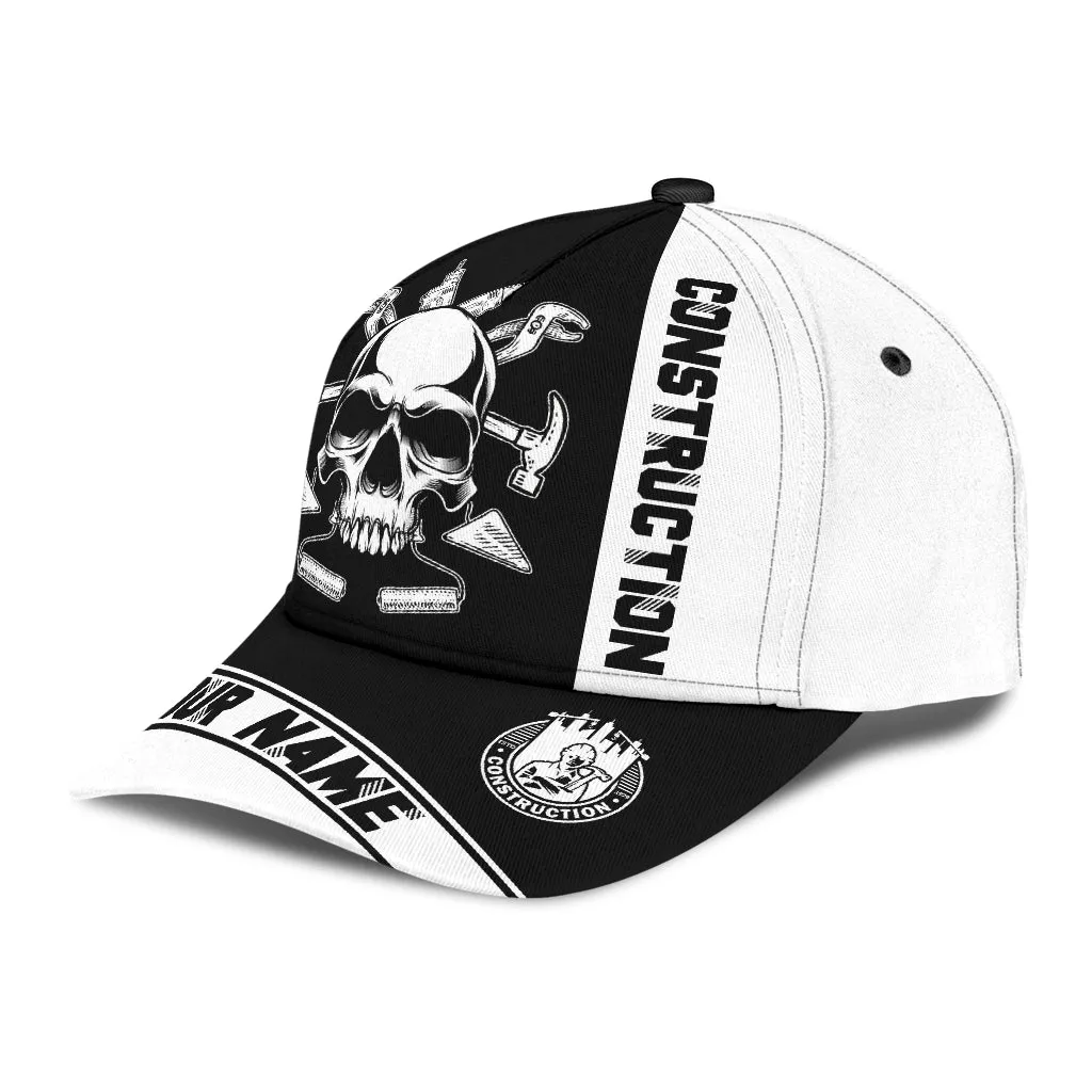 Construction Worker Equipment Skull Cap Hat Custom Name Cap Hat For Skull Lover