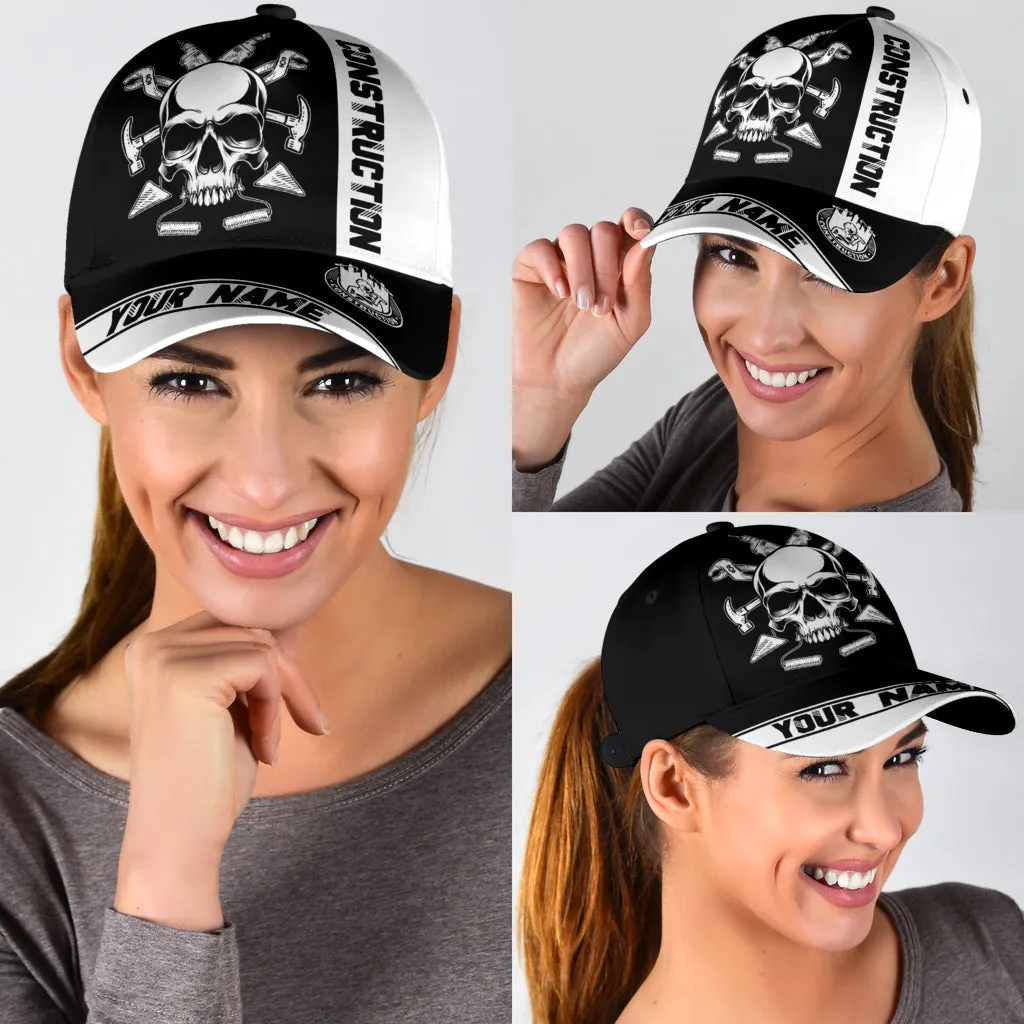 Construction Worker Equipment Skull Cap Hat Custom Name Cap Hat For Skull Lover