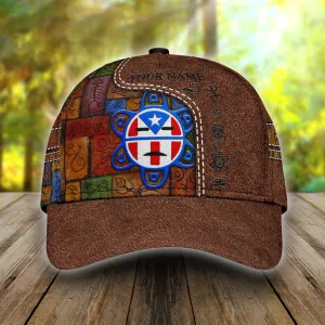 Customized Puerto Rico Cap Hat in Leather Pattern, Puerto Rico Gifts