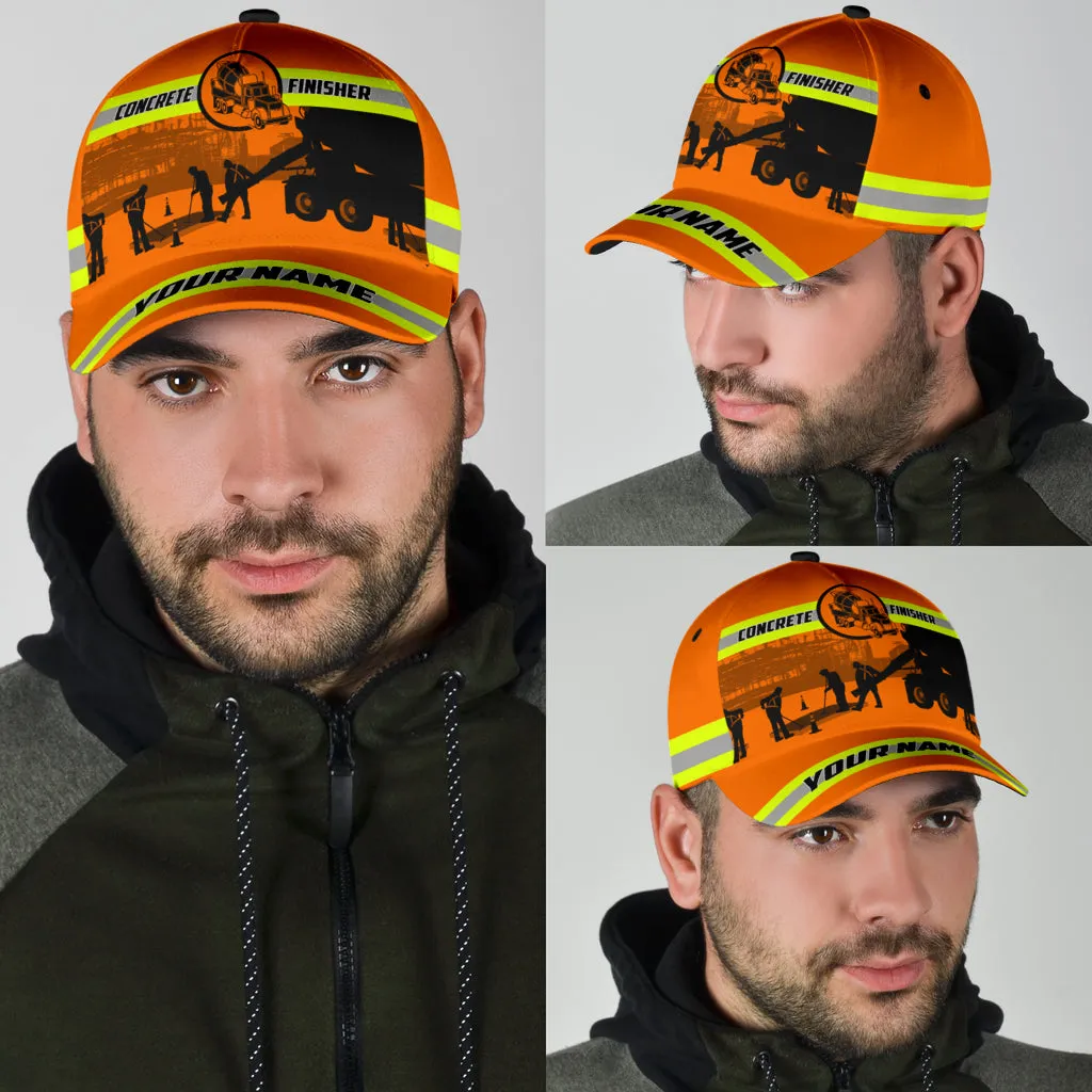 Customized With Name A Concrete Finisher Safety 3D Fuill Printed Classic Cap Hat, Gift For Concreter Husband