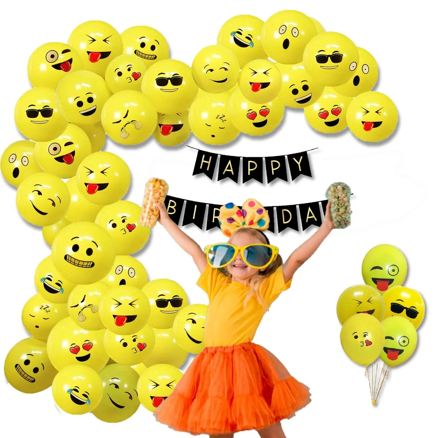 Emoji Theme Yellow 51 Pcs Birthday Decoration Kit