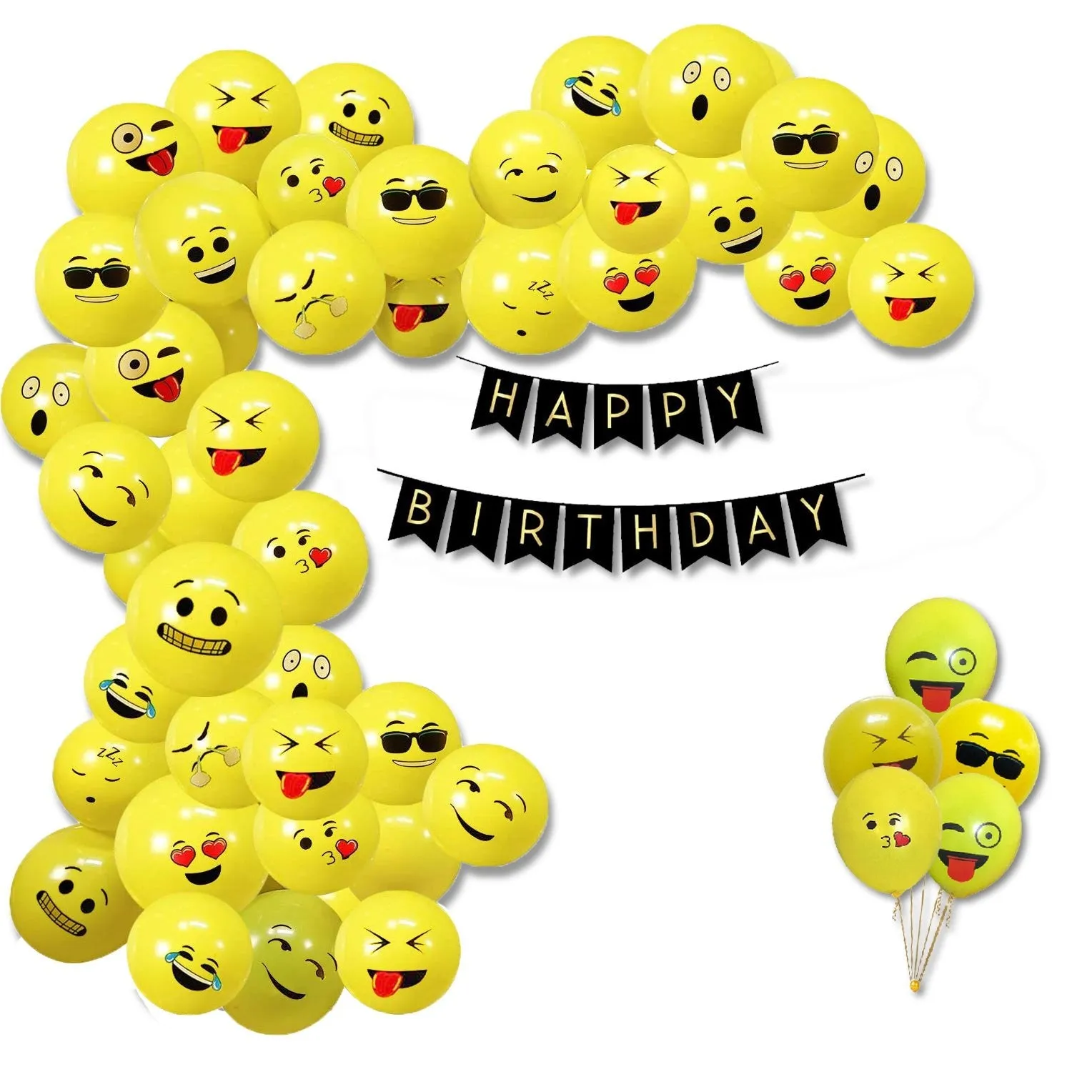 Emoji Theme Yellow 51 Pcs Birthday Decoration Kit