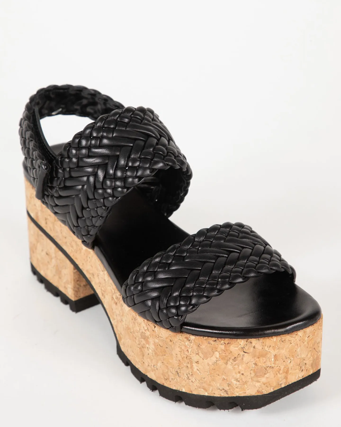 ESPIGA LEATHER CORK HEEL - BLACK