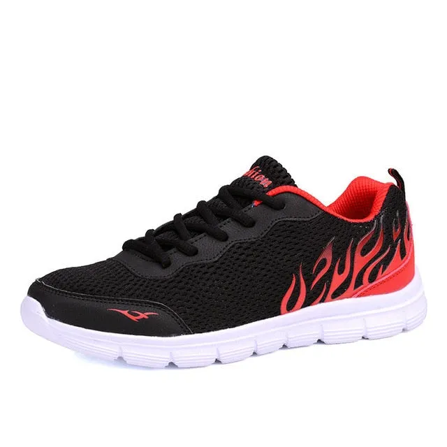 Flaming Casual Breathable Lace Up Sneakers