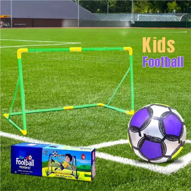 Football Set with Post Net Training Practice Set (1 football net, 1 inflatable ball, 6 connectors, and 4 pipe)| 6  Years