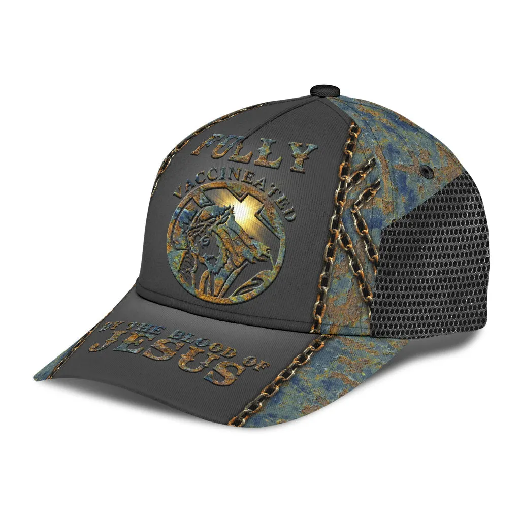 Fully Vaccinated By The Blood Of Jesus Classic Cap, Jesus All Over Print Baseball Cap Hat