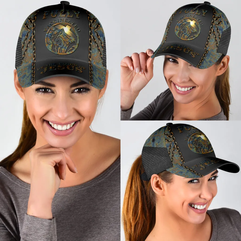 Fully Vaccinated By The Blood Of Jesus Classic Cap, Jesus All Over Print Baseball Cap Hat