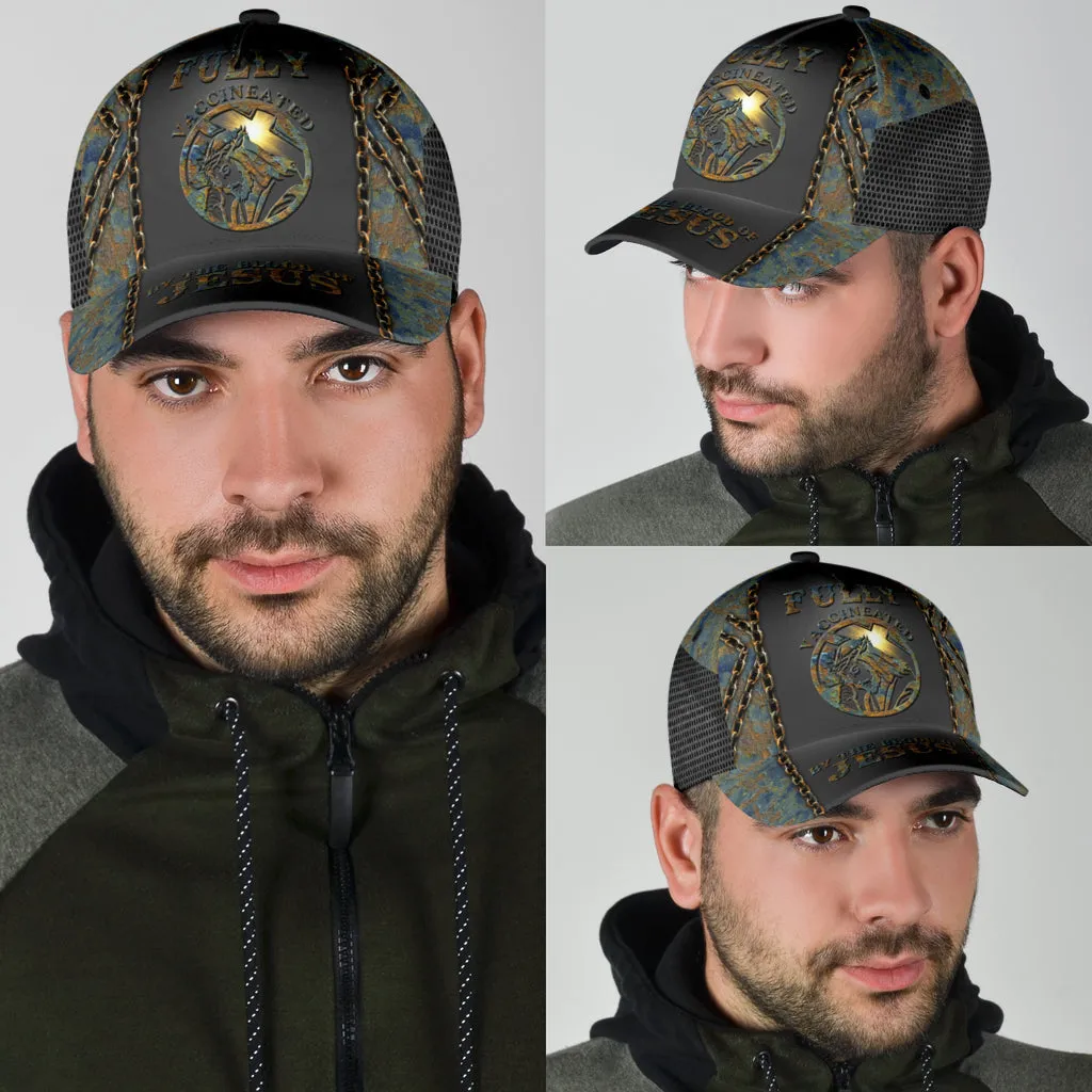 Fully Vaccinated By The Blood Of Jesus Classic Cap, Jesus All Over Print Baseball Cap Hat