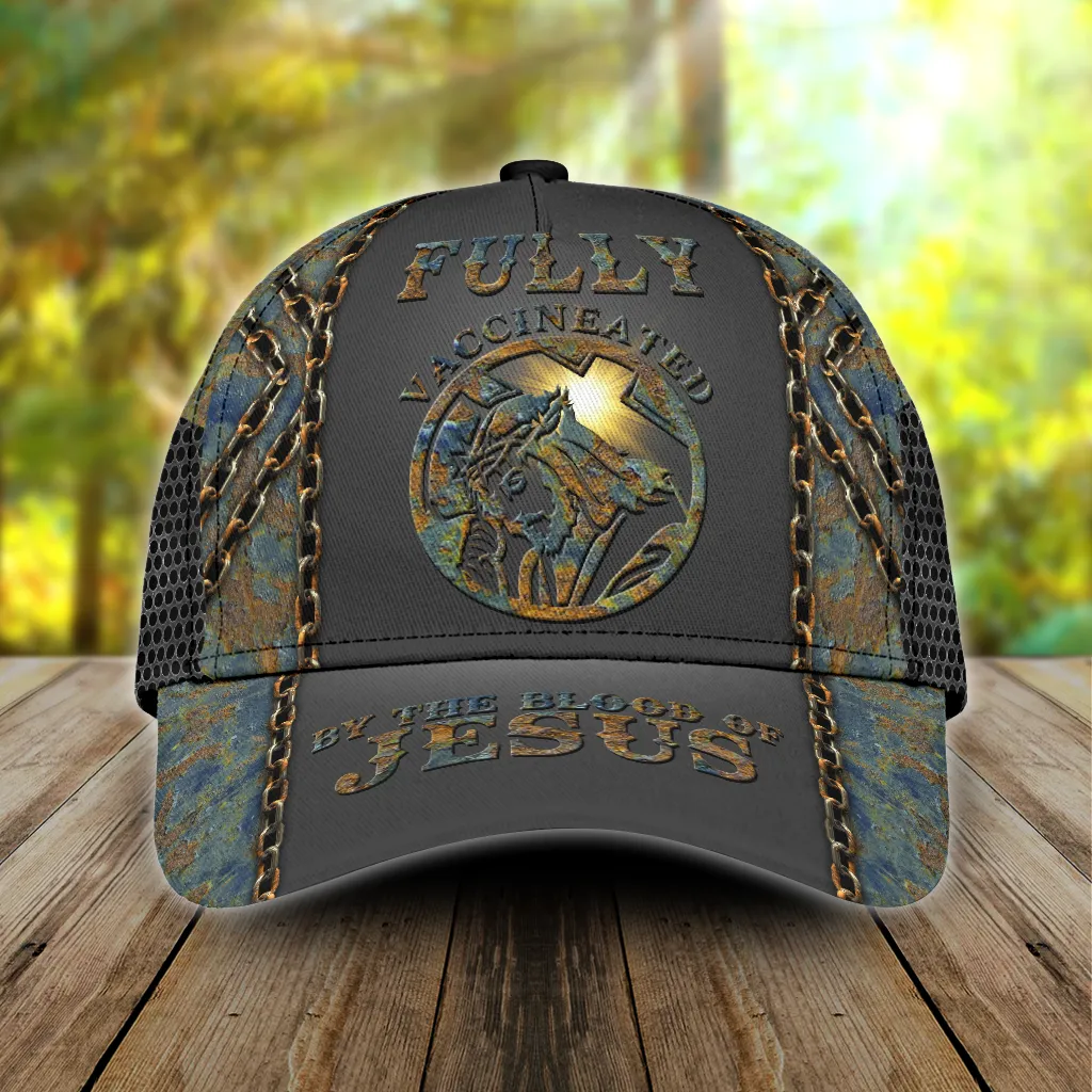 Fully Vaccinated By The Blood Of Jesus Classic Cap, Jesus All Over Print Baseball Cap Hat