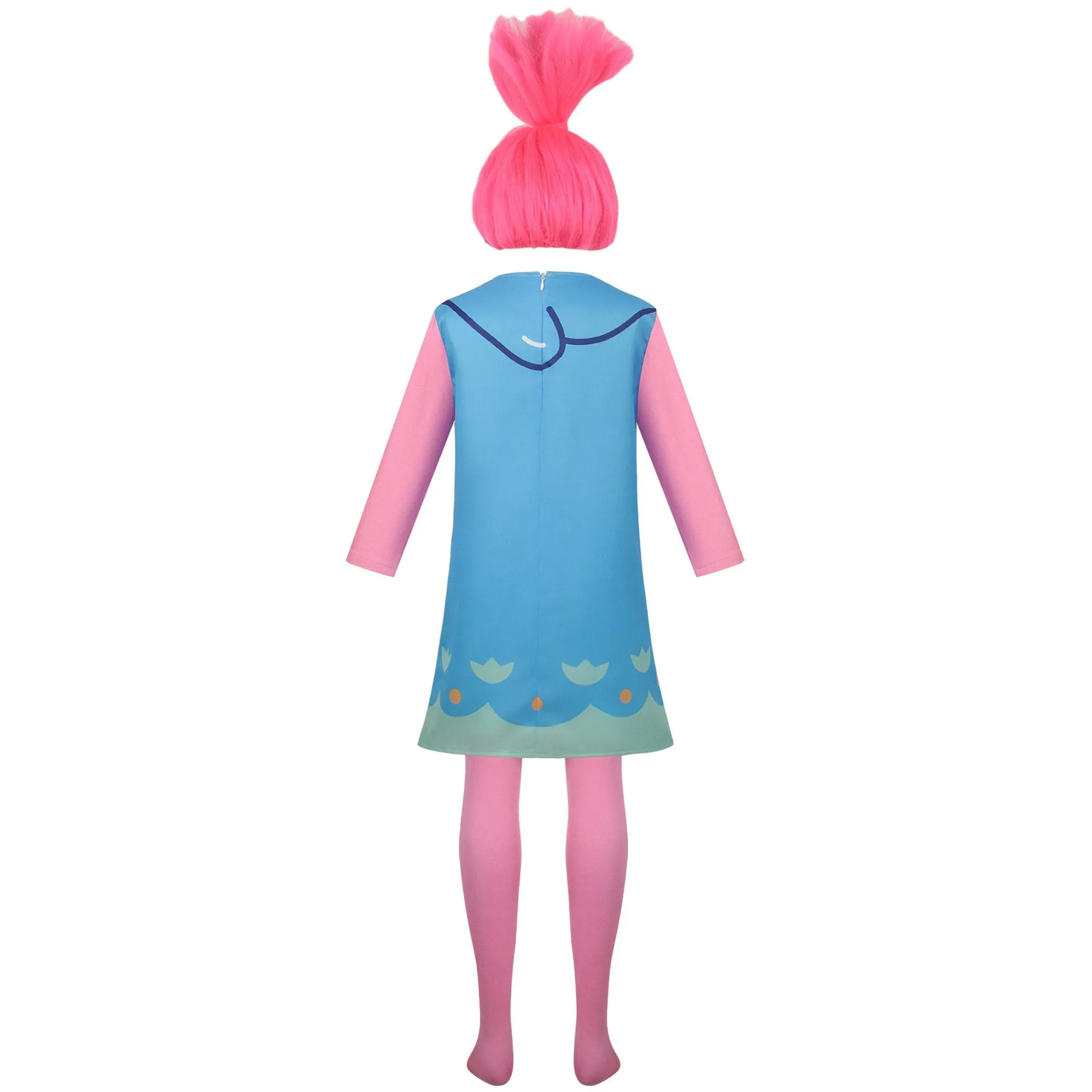 Girl Poppy Dress And Boy Branch Costume Wig Trolls 2 World Tour Cosplay For Kids Adult