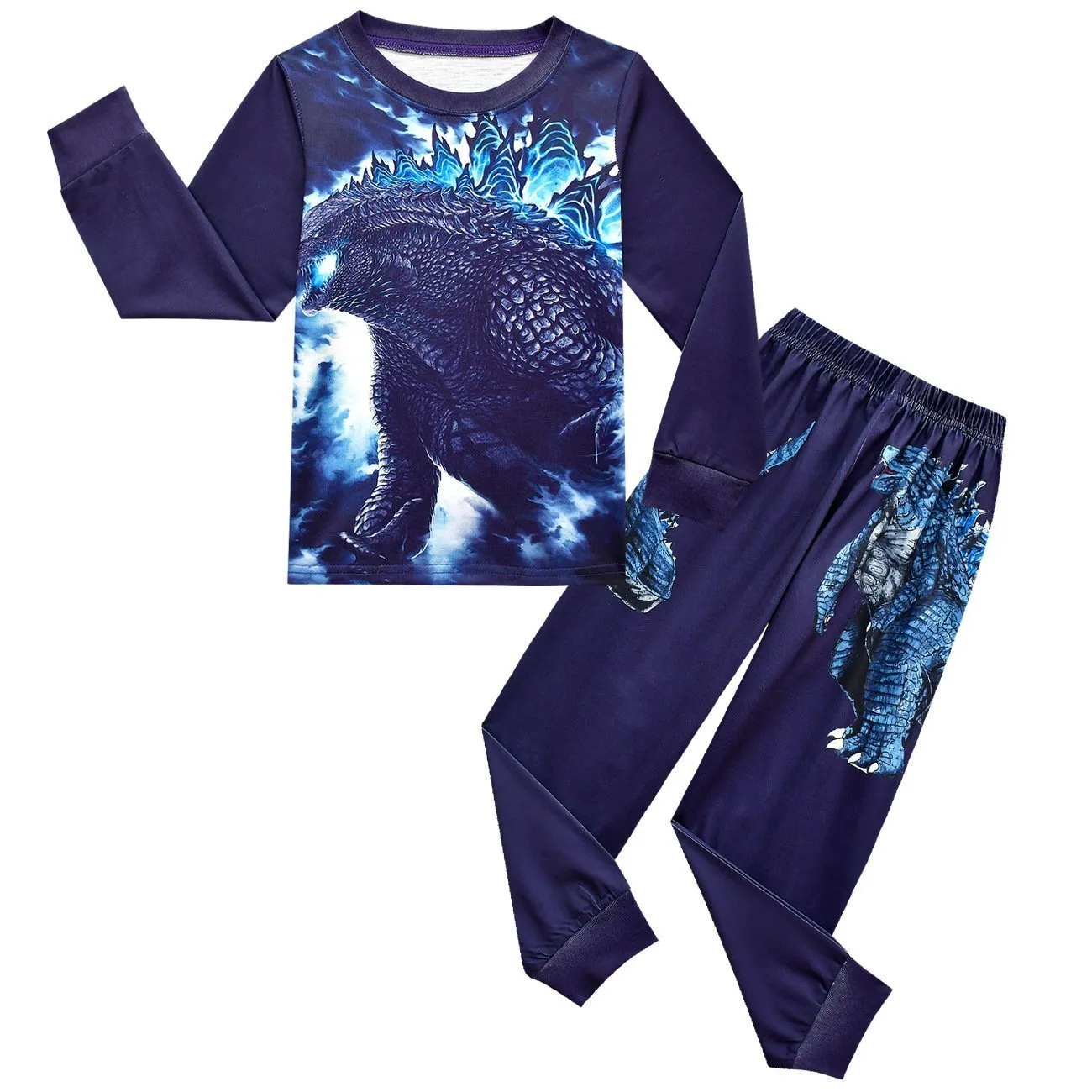 Godzilla Vs Kong Printed Two-piece Boy Long-sleeved Trousers Pajamas