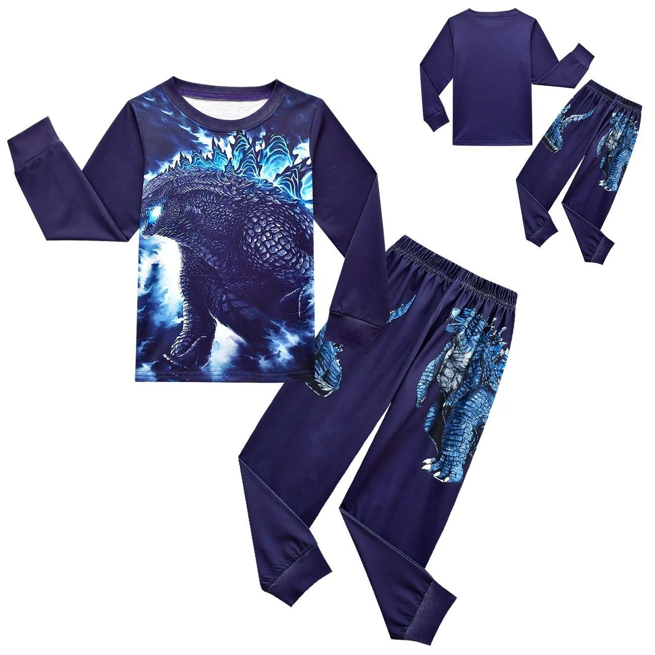 Godzilla Vs Kong Printed Two-piece Boy Long-sleeved Trousers Pajamas