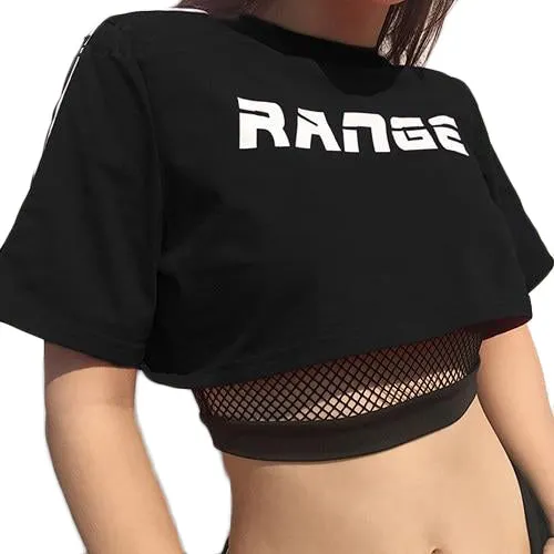 Gothic Loose Range Print Crop Top Shirt