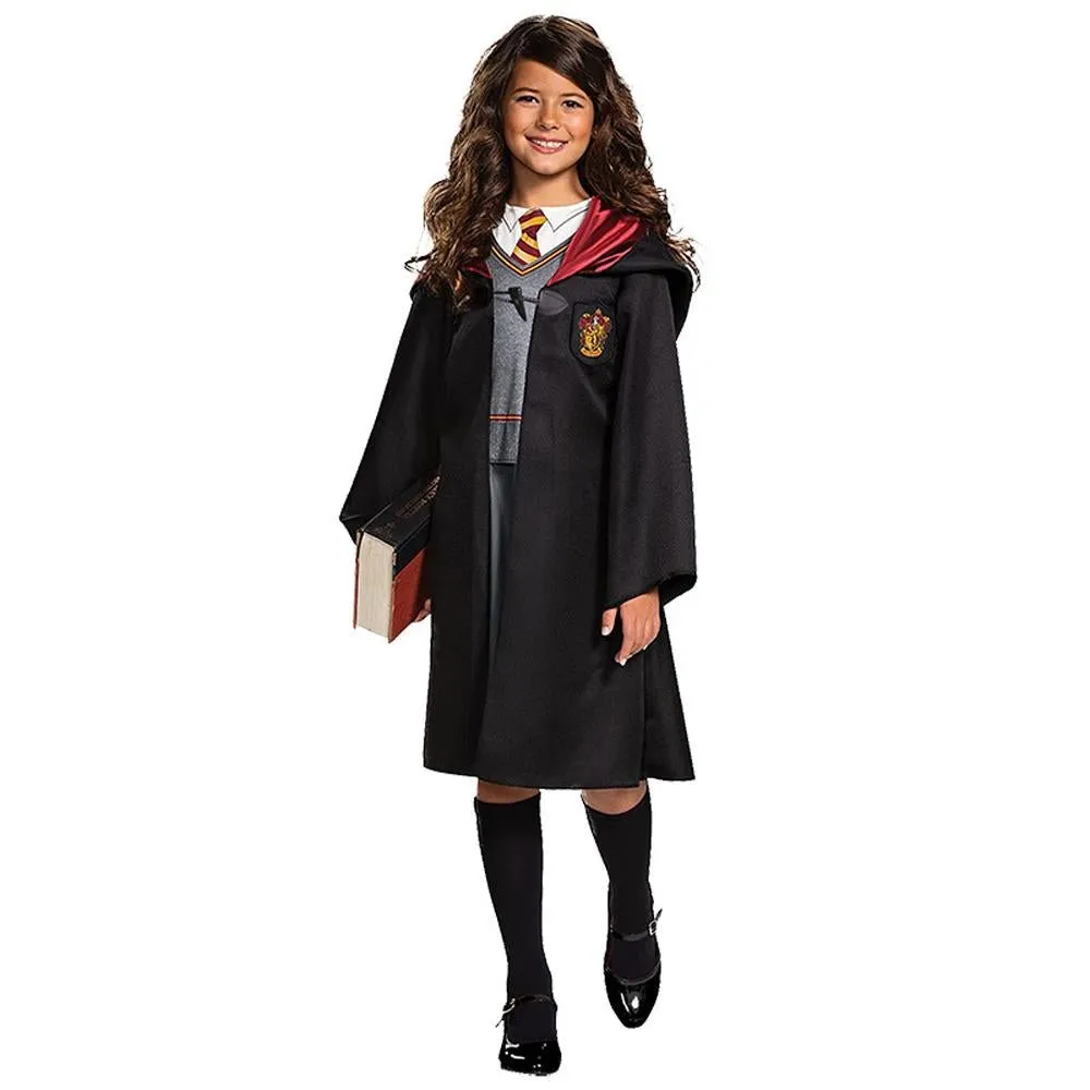 Harry Potter Hermione Granger Costume Halloween Cosplay Magic Robe Hooded Cloak For Kids